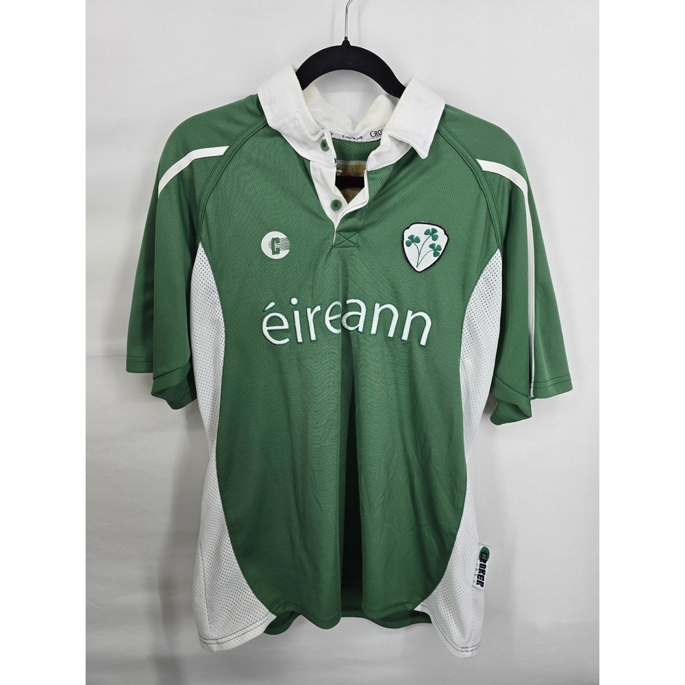 Croker Rugby Ireland Eireann Jersey Green White Shamrock 32 Mens Large RN127198